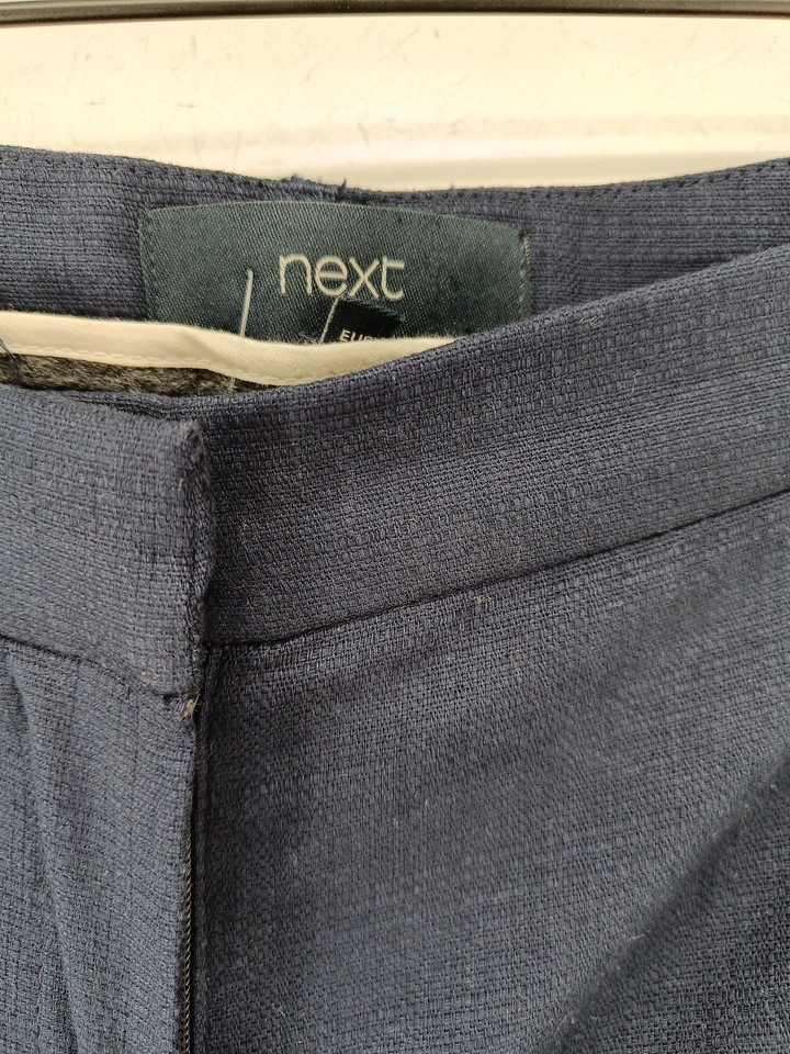 Next Women's Suit Trousers UK 12 Blue Cotton with Elastane Straight