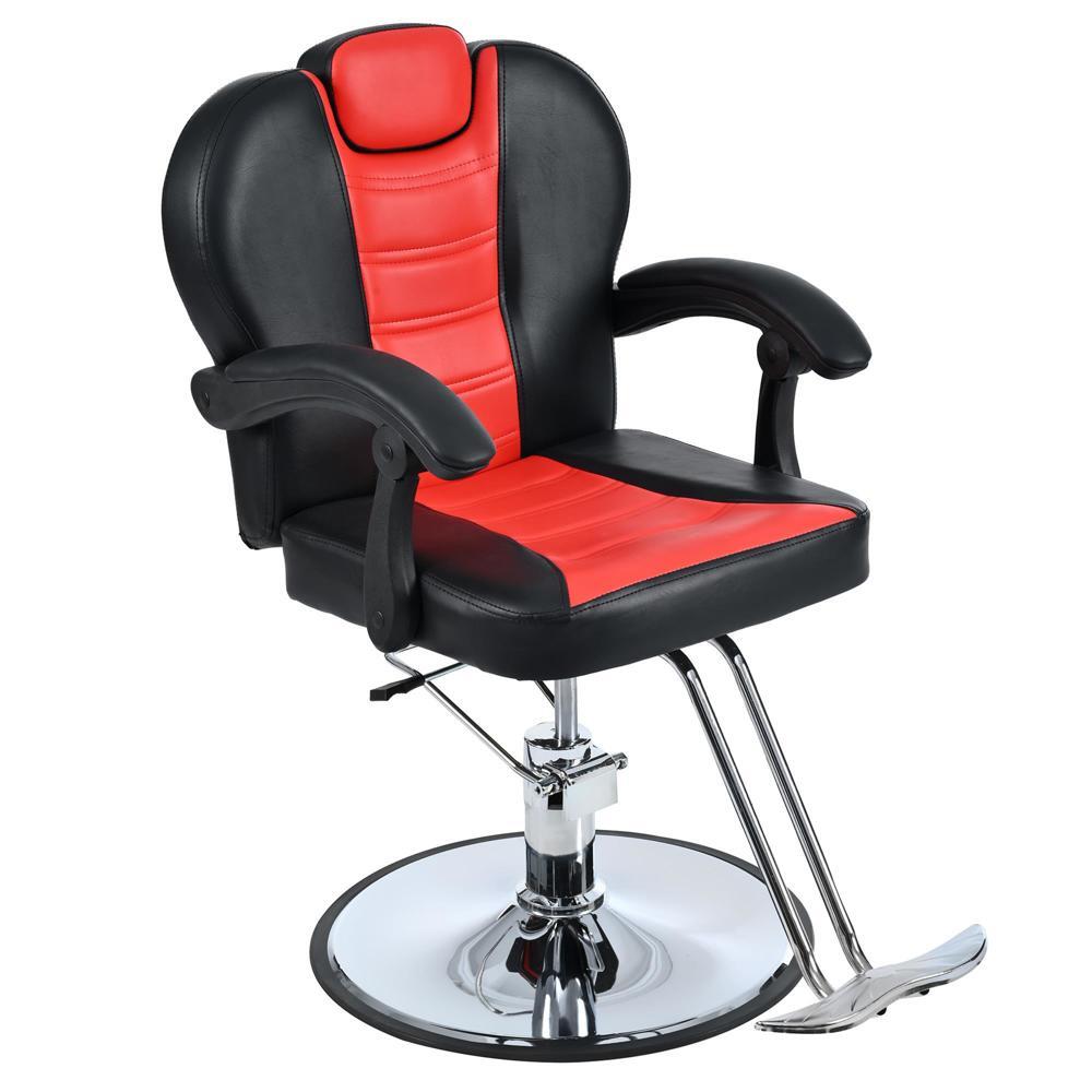360°Rotation Classic Reclining Barber Chair Salon Chair Red
