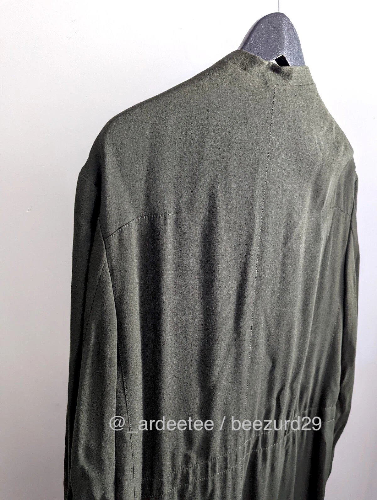 *NWT* HAIDER ACKERMANN AZURITE SILK JERSEY LONG COAT $3,000 (GREEN/KHAKI 48) - product detail image 6