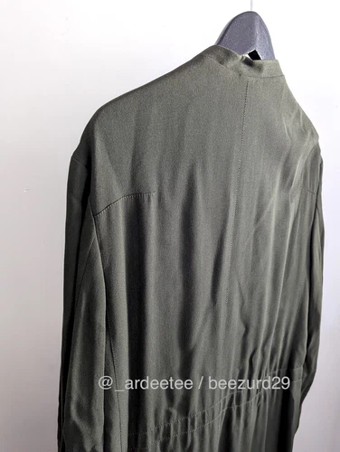 *NWT* HAIDER ACKERMANN AZURITE SILK JERSEY LONG COAT $3,000 (GREEN/KHAKI 48) image 6
