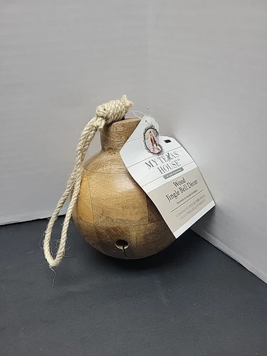 My Texas House 6 in Wood Jingle Bell Christmas Hanging Décor Natural Fast Ship