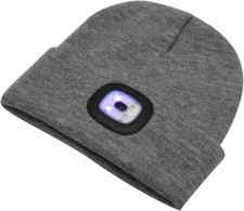 Image of 4 SMD LED Beanie Hat Light With USB Rechargeable Light Torch Cell Battery Unisex