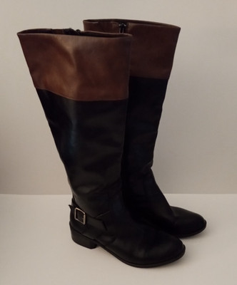 Arizona Jean Co Women's Size 8 1/2M Two Tone Black Knee High Faux Leather Boots