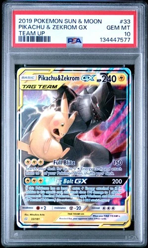 Pokemon Pikachu & Zekrom Gx Team Up 33/181 PSA 10 Gem Mint