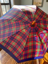 Vintage JG Hook Plaid Umbrella Quality 32"