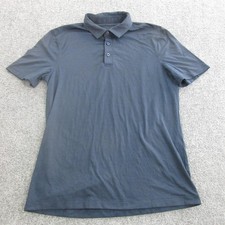 Lululemon Polo Shirt Mens Small Blue Short Sleeve Jersey Casual Solid Knit