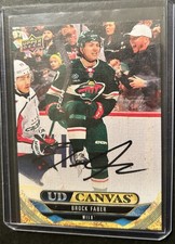 Brock Faber Canvas Base 2024-25 UD Series 1 Hockey Card # C-7 **IN PERSON AUTO**