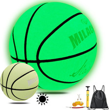 Glow in the Dark Basketball - Glowing Leather Green Light up Gift for Teenagers,
