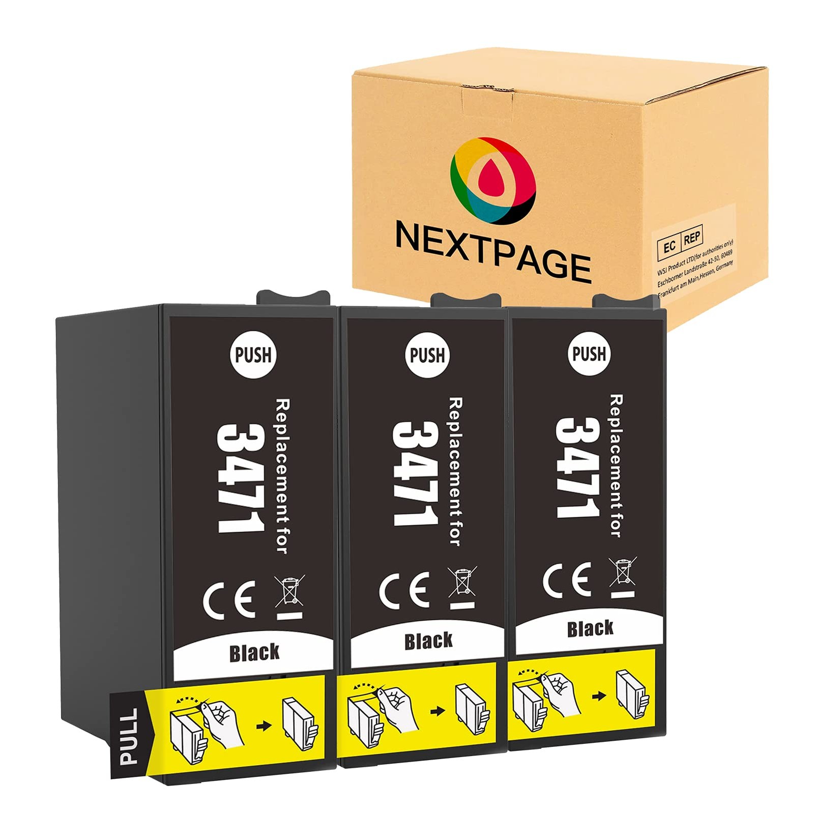 Cartouches d'encre 34XL lot de 3 de rechange pour imprimantes jet d'encre noir et couleur