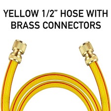 Yellow 1/2" Premium Heavy Duty Garden Hosepipe with Brass Metal Pipe Connectors
