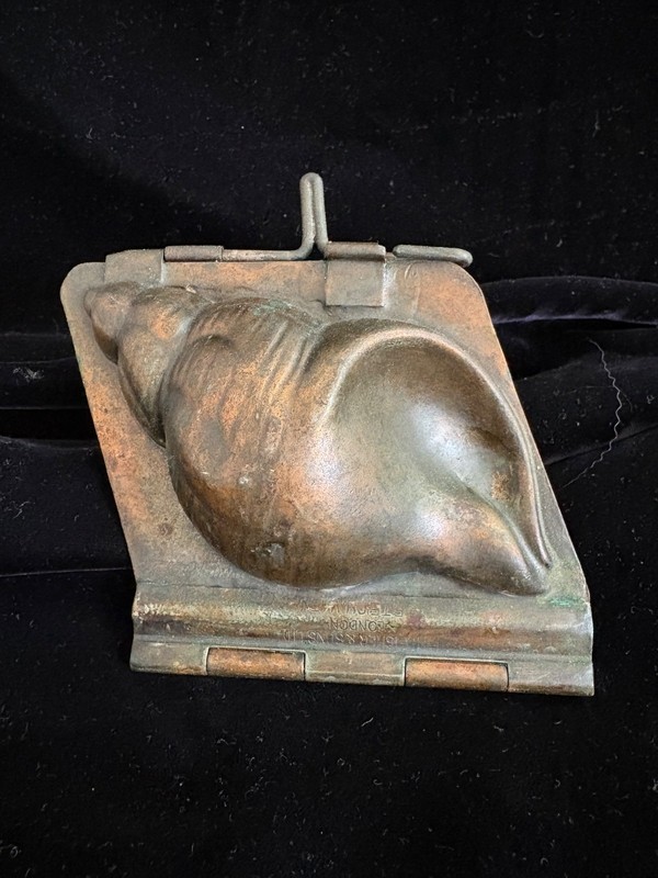 FH Fisher & Son  London Antique Hinged Copper Conche  Seashell Chocolate Mold