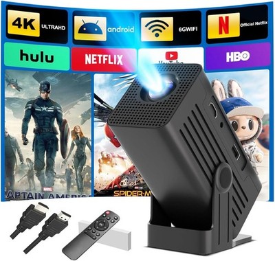 【Built-in App】Polaring Mini Projector, Smart 4K Projector with WiFi and... 