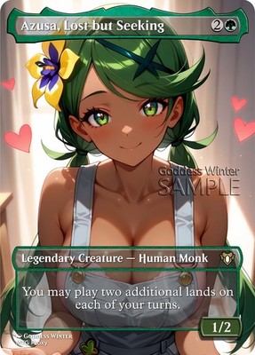 MTG - Azusa, Lost but Seeking - Fanart Borderless Style - EDH / Playtest