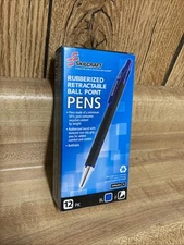 12 Pack Skilcraft Ability One Rubberized Retractable Ball Point Pens Blue New