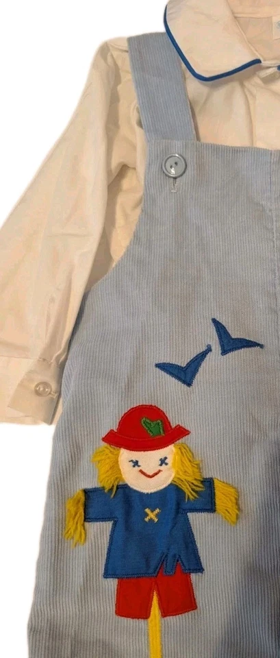 Винтажный 2шт воротник верх и синий комбинезон наряд с пугало размер 18-24 месяцев - Изображение 4 из 4