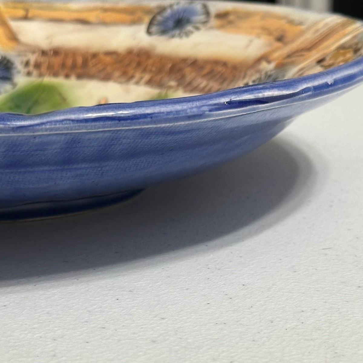 Kani of Hawaii Majolica Bird of Paradise Ceramic Art Plate Bamboo