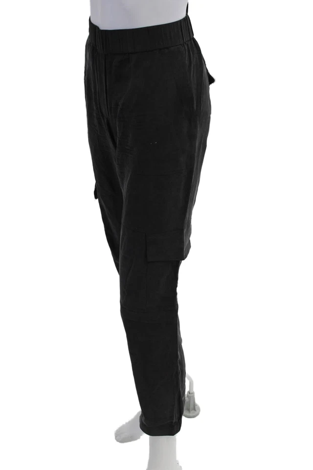 Pantalones Jogger Theory Unisex Seda Carga Negro Cierre Botón Talla S Foto 2 de 4