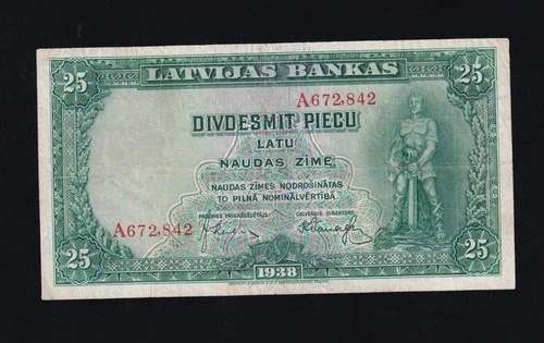 25 Latu 1938 Latvia Latvija, Series A, P-21a