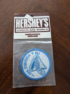 VTG Hershey's Chocolate World Embroidered Iron On patch Kiss Candy Kissable Kid