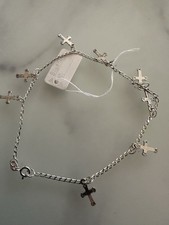 Sterling Silver Cross Anklet 22cm adjustable NWT 8 Crusifix Cross Dangle Anklet