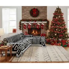 Boho Sectional Couch Covers 2 Pieces, L Shaped Sofa Cover, Chenille Couch Cov...