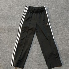 Adidas Pants Youth Kids 9-10Y 140 Black Originals 3-Stripes Track Trefoil Logo