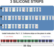 Removable Piano Key Stickers Note Labels for 88 Key Full Size Silicone Reusa...