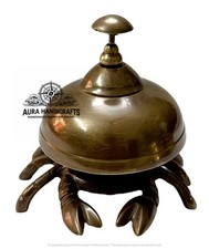 AURA Nautical Brown Antique Service Bell Calling Bell Brass Crab Ornate Desk Bel
