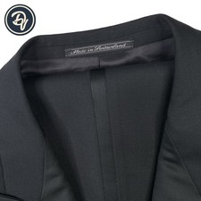 1990's 42 L Ermenegildo Zegna Solid Black Peak Lapel Soft Knit Wool Tuxedo