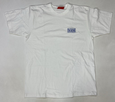 The Standard I'm Voting T-shirt Men Medium White Short Sleeve Hotel Embroidered
