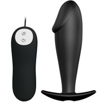 Pretty Love Silikon Anal Plug Penis-Design Analplug Mit Vibration Schwarz ø 3 Cm