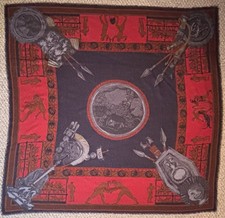 Vintage NWOT rare Fendi Oversized Wool Scarf , Ancient Egyptian Theme, Red/Gray