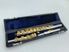 Flute C Keys 17 Keys Open Holes Silver Plated Gold Lacquer With Case --