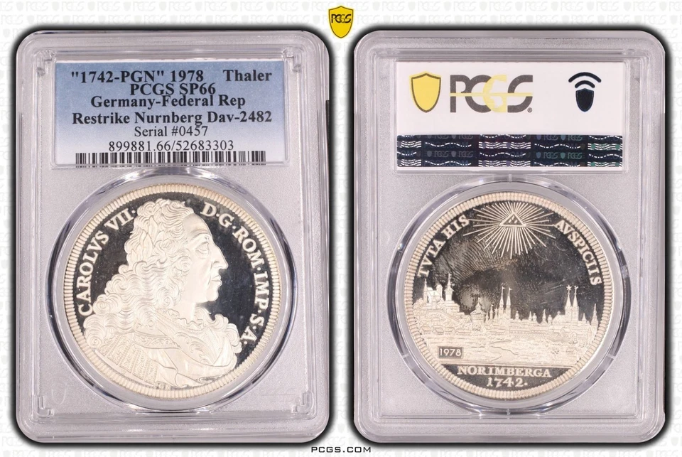 PCGS Nurnberg 1742"1978" SP-66 Silver City View Thaler Proof Restrike Germany - Image 4 of 4