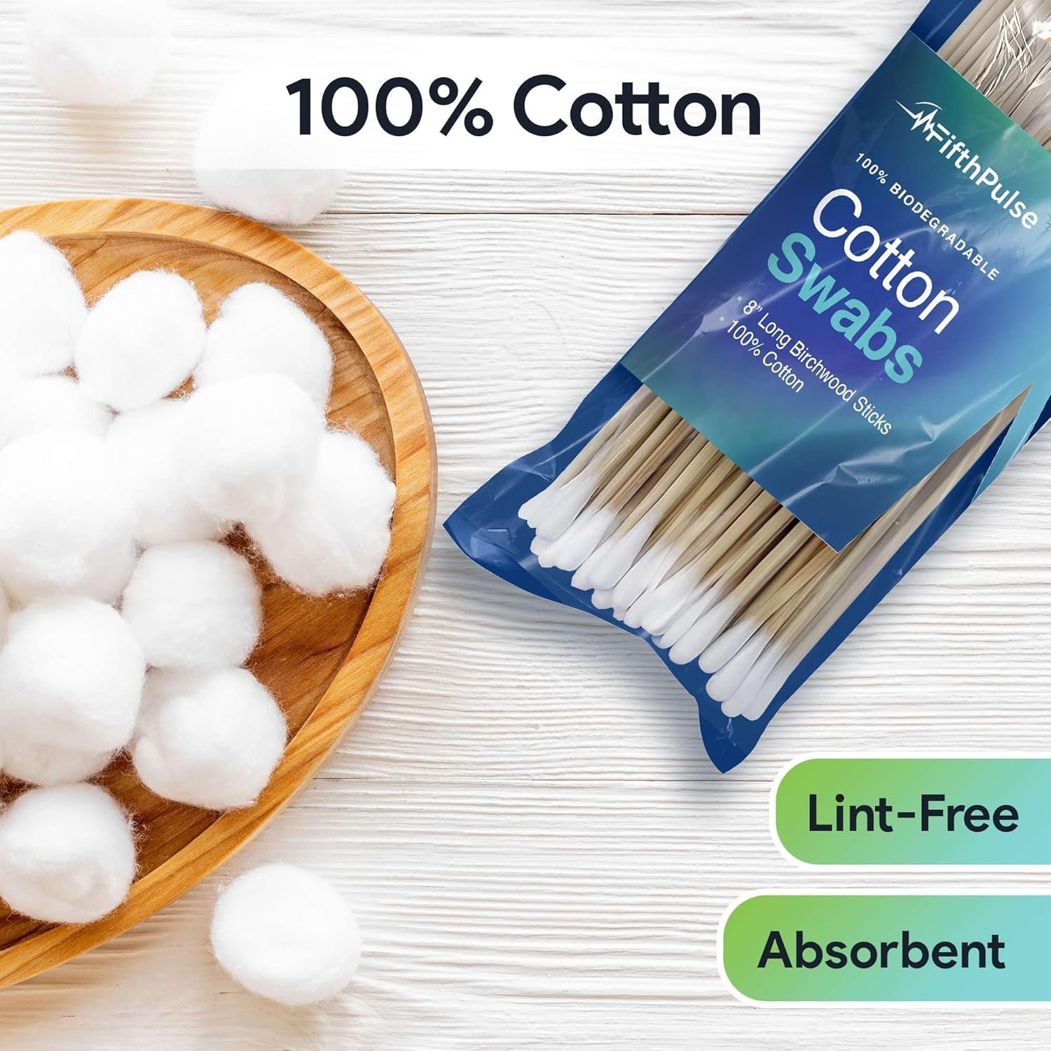 50 Biodegradable Long Cotton Swabs - 8 Inch for Ears - Q... 