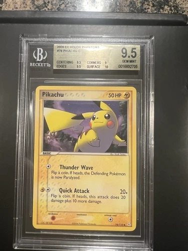 Pikachu Holon Phantoms Common Non Holo BGS 9.5 PSA 10