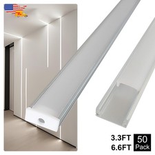 50 Pack 1M Aluminum U Channel Diffuser With Frosted Cover U Type For Led Strip