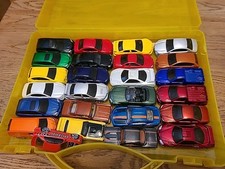 25 Die-cast Toy Cars In Yellow Carry Case, Incl 4 Hotwheels Cars