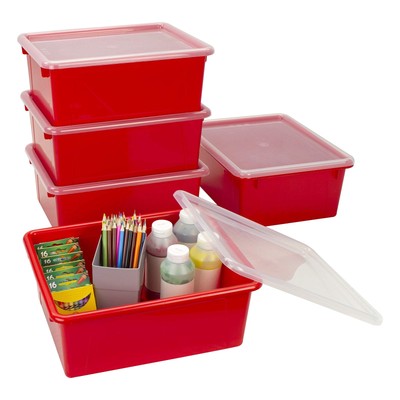 Letter Size Deep Storage Tray   Organizer Bin with Non-Snap Lid for Classroom...
