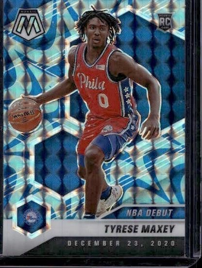 2020-21 Panini Mosaic #263 Tyrese Maxey Mosaic Reactive Blue