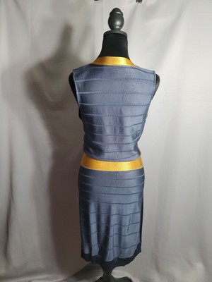 blue french connection bandage dress Bodycon Mini Navy Gold Color Block Sz8 collection:everyday-steals-workwear Bath & Body Works Size:US 4 | UK 8 this dress exudes sophistication