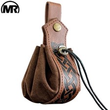 Viking Medieval Belt Pouch   Men's Coin Purse, Retro Leather Waist Bag