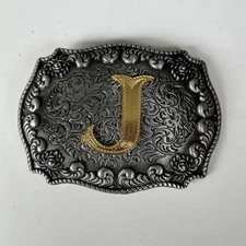 Country And Western Letter "J" Belt Buckle. Rodeo Style With Gold “J”… New!  WMG