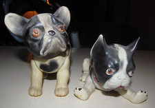 Lot of two  ~  French Bulldog Celluloid Dog Toys 5"  ~  figurine  ~  1920s