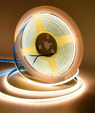 5m COB LED Strip Warm White 3000K 12V Dotless Tape Light Cuttable No Adapter