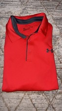 Under Armour Size XL Men's UA Tech Polo Golf Shirt Red/Graphite