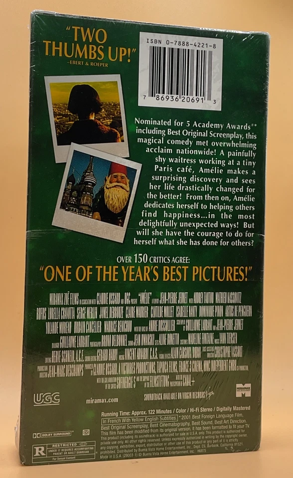 Amelie VHS 2001 French w/ English subtitles **SEALED NEW w/ Watermark** - Image 2 of 4