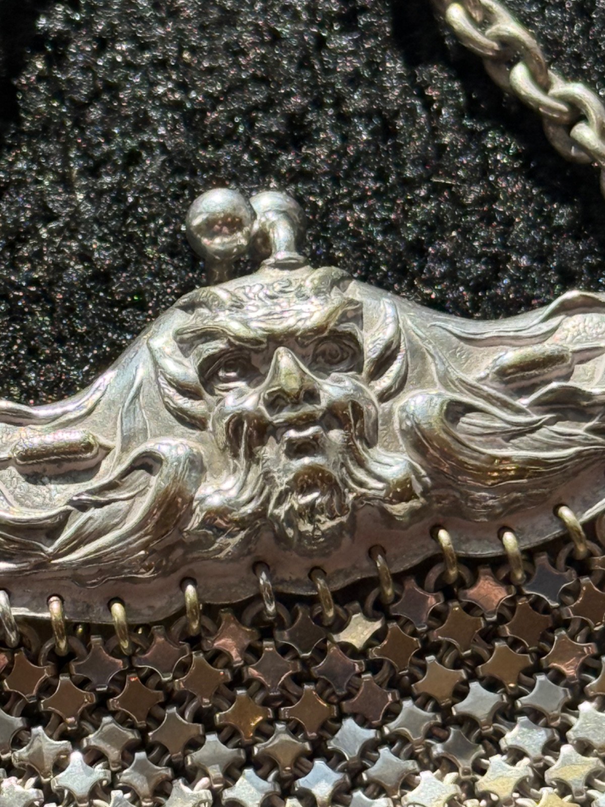 Antique German Silver Chatelaine Mesh Purse - image 3
