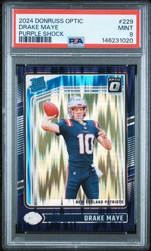 2024 PANINI DONRUSS OPTIC PURPLE SHOCK #229 DRAKE MAYE ROOKIE RC PSA 9