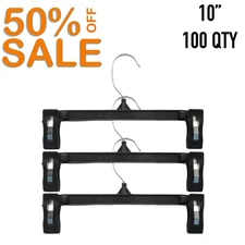 Black Clothes Hangers 10" For Pants - Lot of 100  SALE 50% OFF (IT#52)